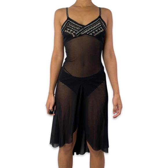 Vintage designer Pinko tulle dress Size S Metallic threads details Festival Sexy - Picture 1 of 4